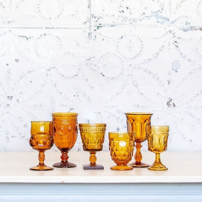 Vintage Amber Goblet