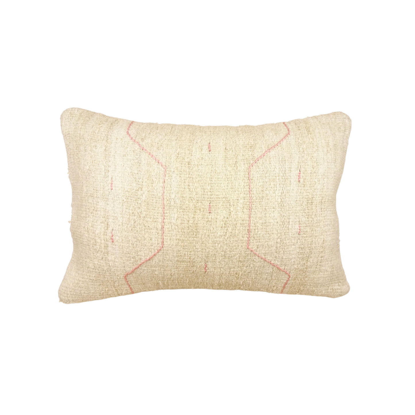 Kilim Lumbar Pillow with Pink Detail