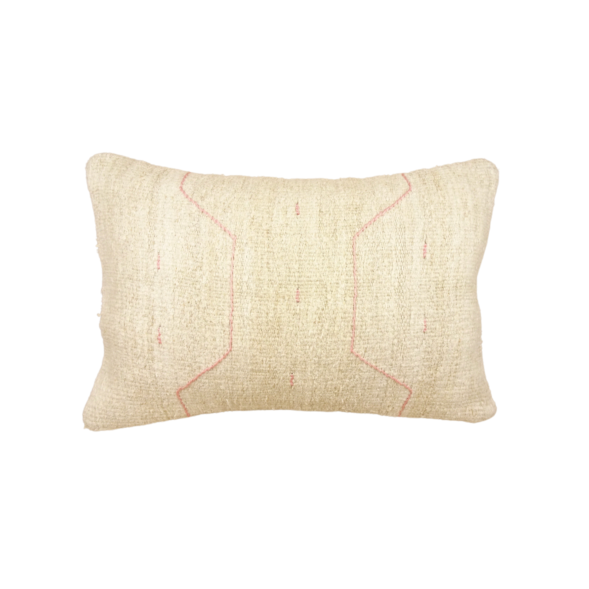 Kilim Lumbar Pillow with Pink Detail