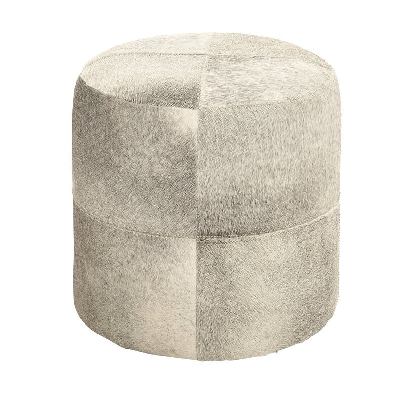 White Cowhide Ottoman