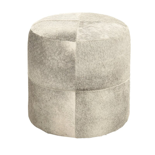 White Cowhide Ottoman