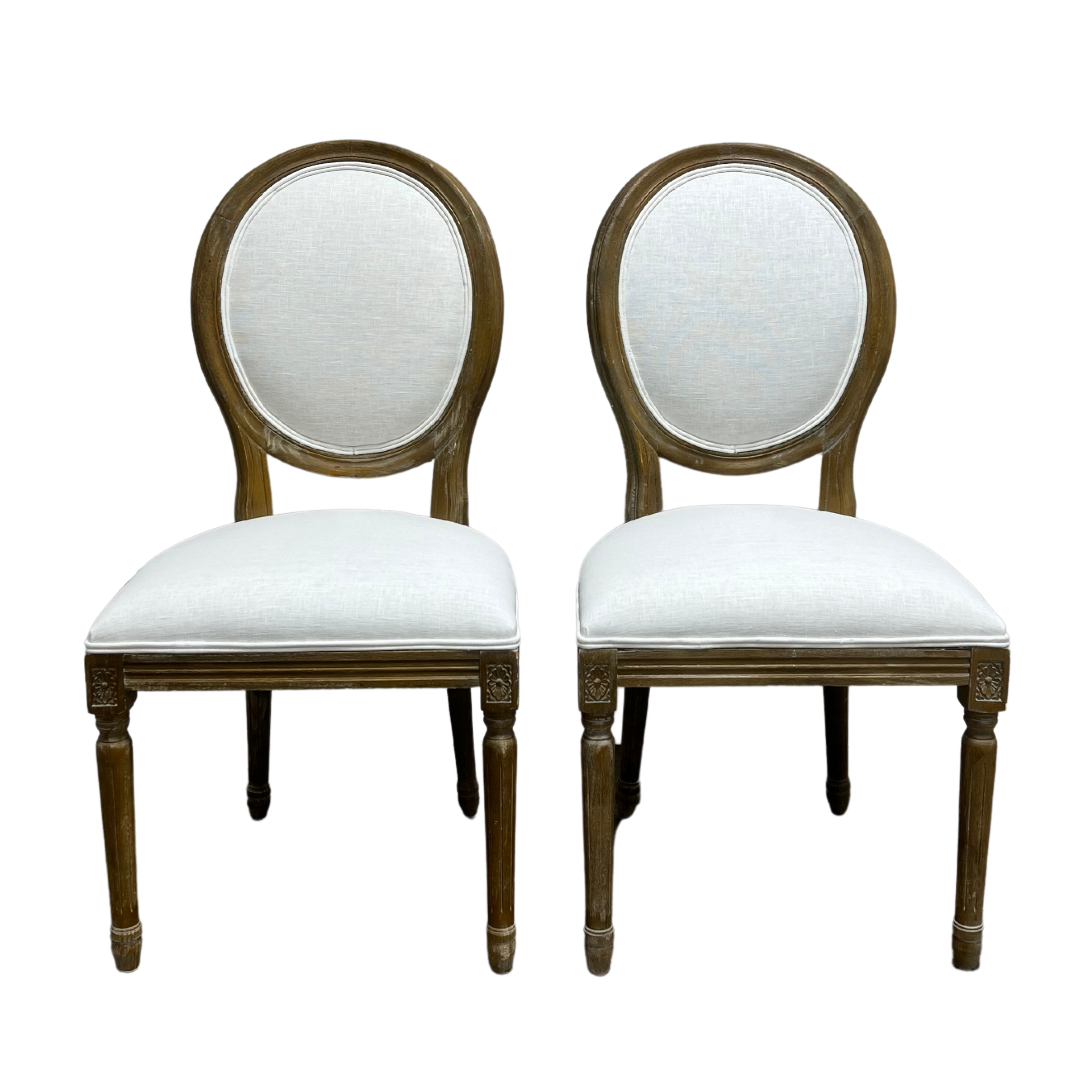 White Linen Louis Chair