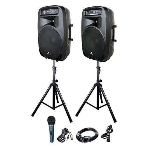 PA System 2-Speakers with Corded Microphone