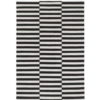 White Stripes Dhurrie Rug