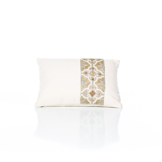 Ivory and Gold Beaded Pillow