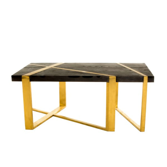 Brass & Wood Cocktail Table
