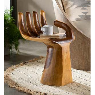 Wood Carved Hand Side Table