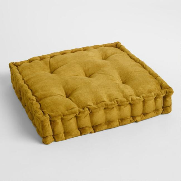 Chartreuse Velvet Tufted Floor Cushion