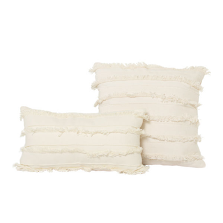 Cream Fringe Pillow