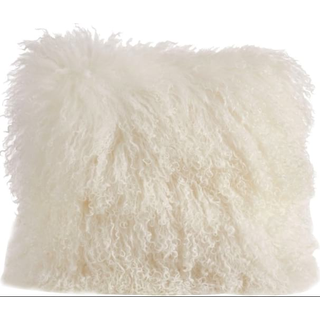 White Mongolian Sheepskin Pillow