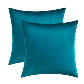 Deep Turquoise Velvet Throw Pillow