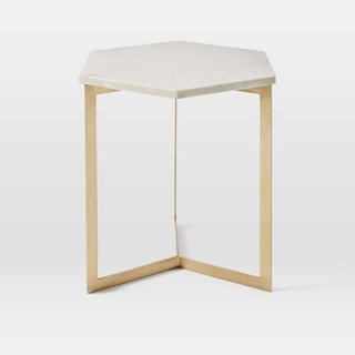 Brass Marble Hex Side Table