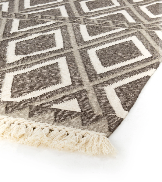 Taupe Ivory Flatweave Rug