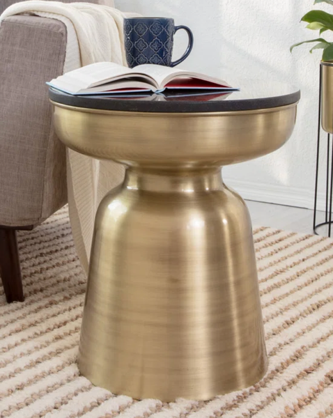 Black Top Essential Brass Side Table