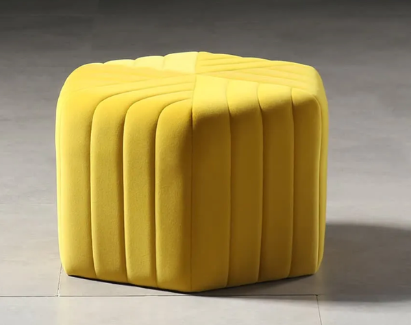 Yellow Velvet Hexagonal Ottoman