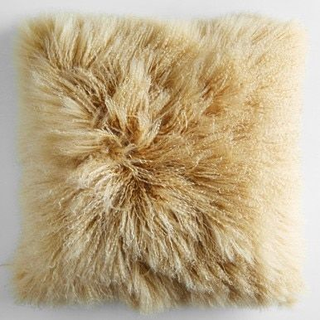 Tan Mongolian Fur Pillow