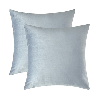 Ice Blue Textured Velvet Throw Pillow