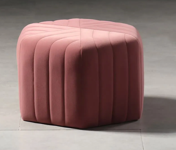 Pink Velvet Hexagonal Ottoman