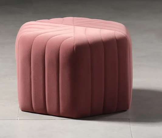 Pink Velvet Hexagonal Ottoman