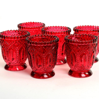 Burgundy Vintage Glass Votives