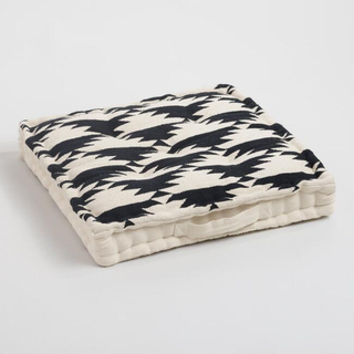 Black And White Dhurrie Weave Floor Cushion