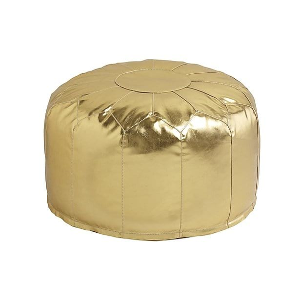 Gold Leather Pouf