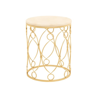 Gold Lattice / Marble Side Table