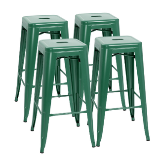 Holiday Green Metal Bar Stool