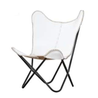 White Leather Butterfly Chair