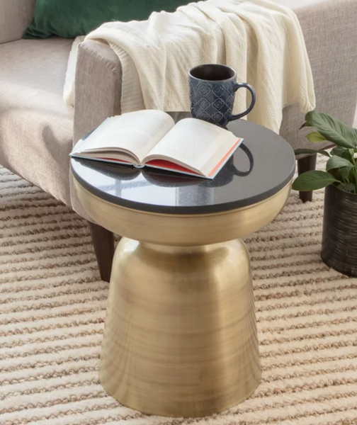 Black Top Essential Brass Side Table