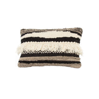 Black & Cream Fringe Pillow