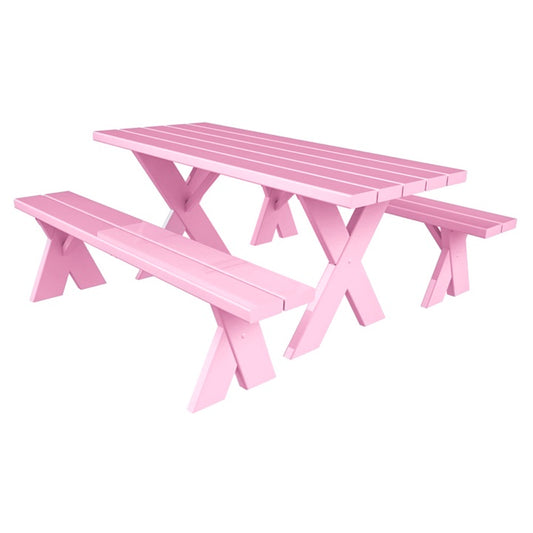 6 ft. Pastel Pink Picnic Table with Benches