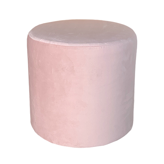 Small Round Ottoman - Powder Pink Velvet