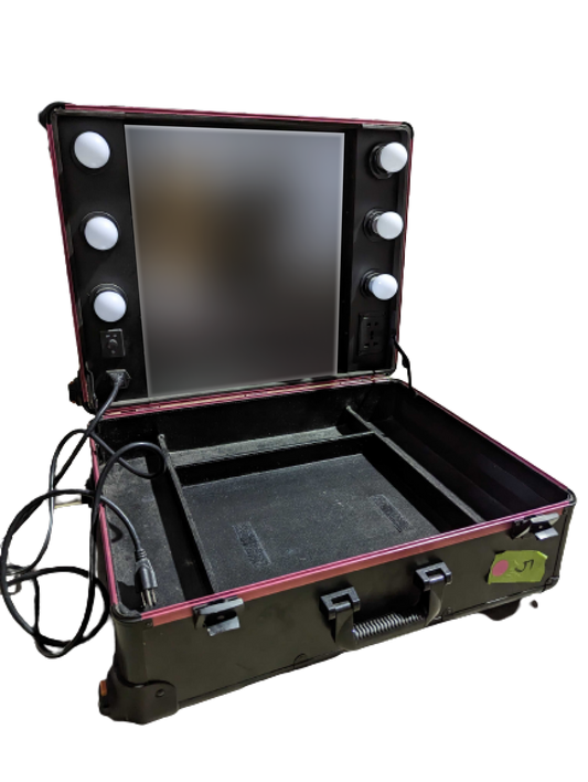 Briefcase Pink Stripe Makeup Mirror