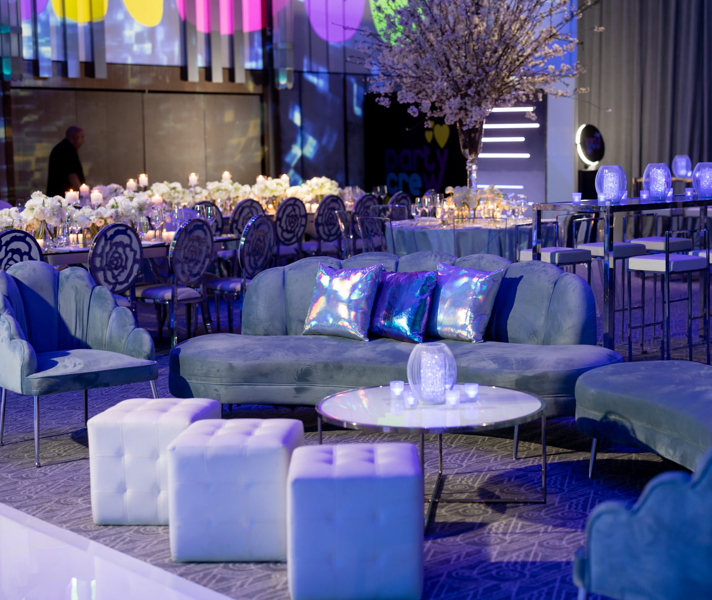 Swan Sea Blue Sofa – Silver Legs