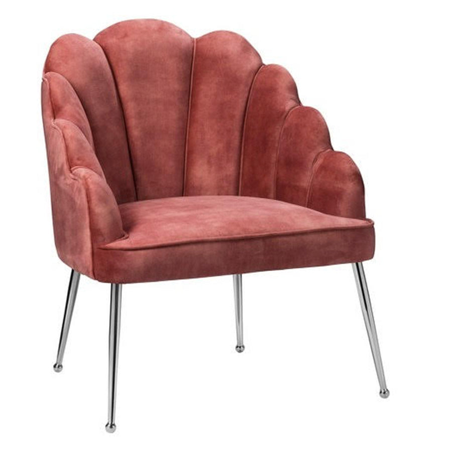 Armani Velvet Lounge Chair Coral - Silver
