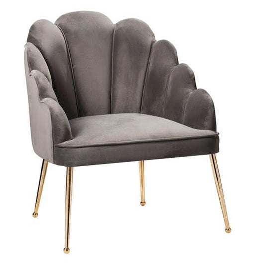 Armani Velvet Lounge Chair Grey - Gold
