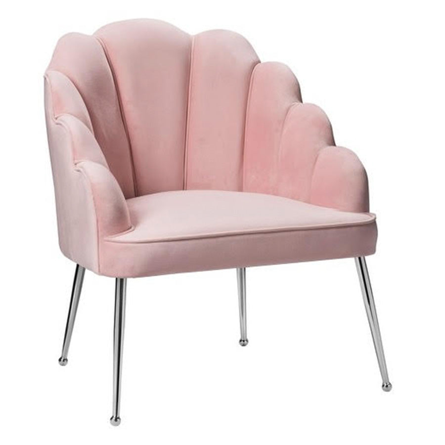 Armani Velvet Lounge Chair Pink - Silver
