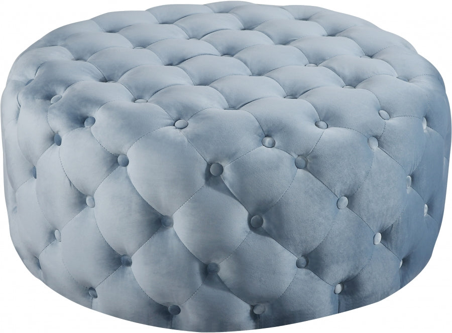 Tufted Velvet Ottoman Sea Blue