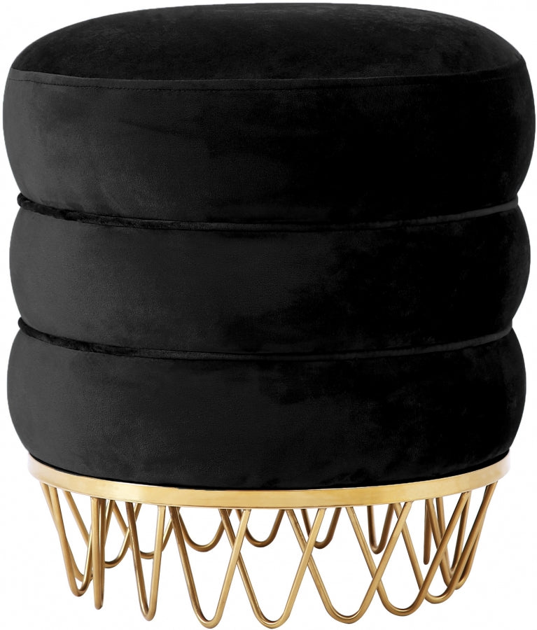 Opulence Round Ottoman Gold/Black