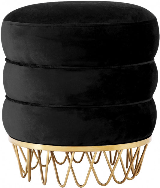 Opulence Round Ottoman Gold/Black