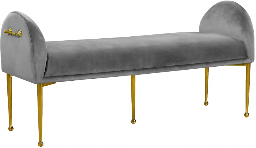 Grey Velvet Bench