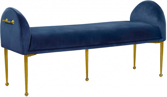Navy Blue Velvet Bench