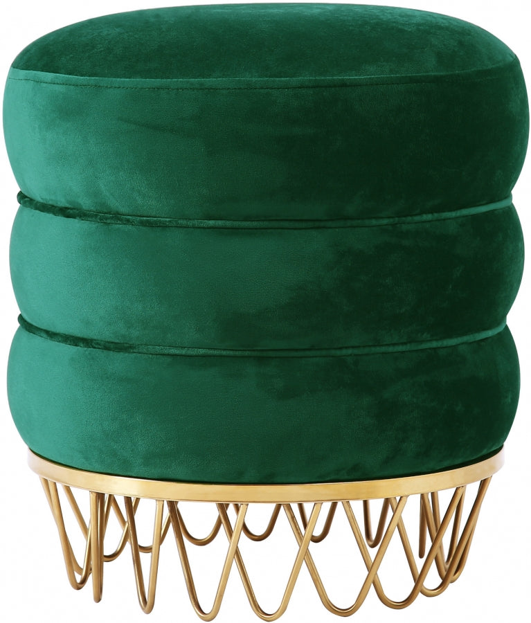 Opulence Round Ottoman Gold/Emerald