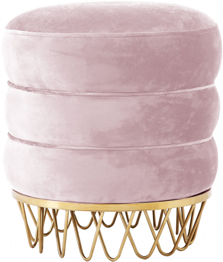 Opulence Round Ottoman Gold/Pink