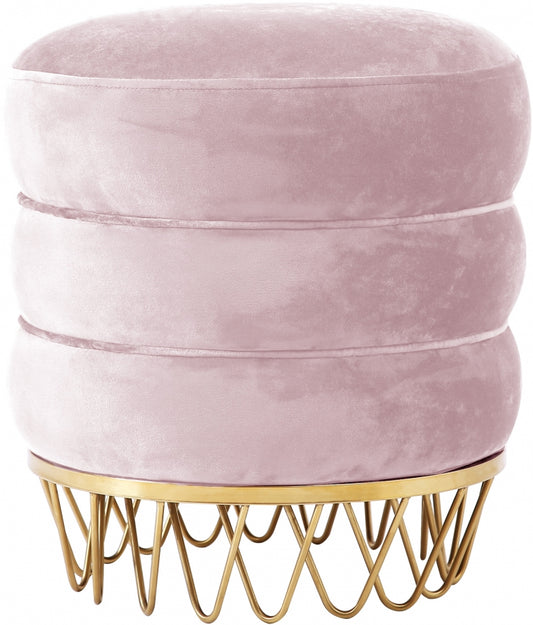 Opulence Round Ottoman Gold/Pink