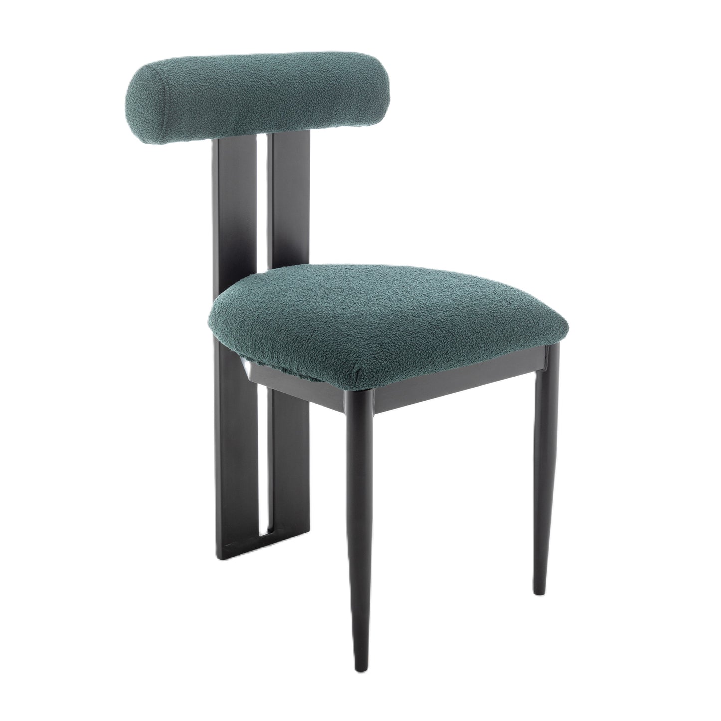 Cali Dining Chair - Black/Green Boucle