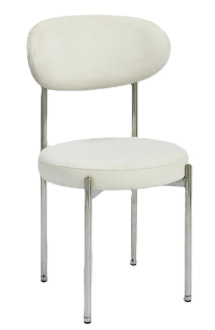 Adara Silver Chair - White/White
