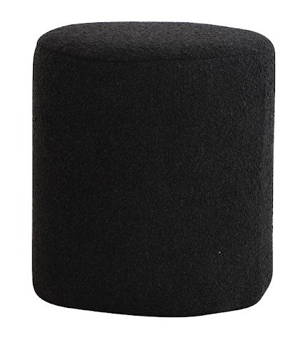 Round Ottoman Black Boucle