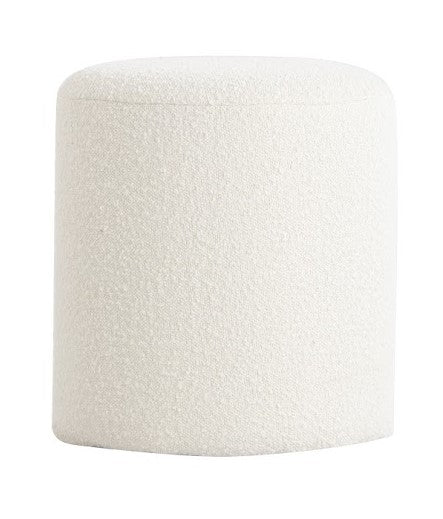Round Ottoman White Boucle
